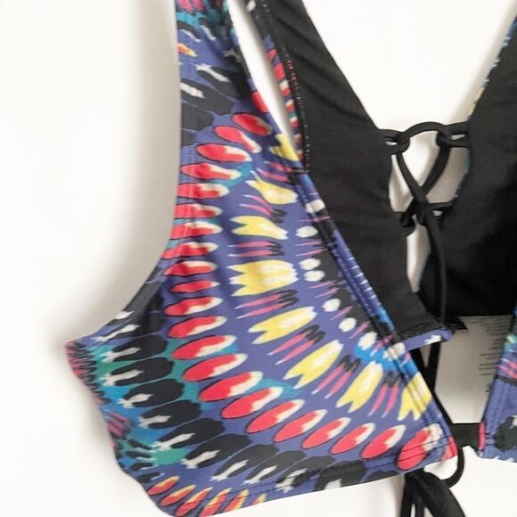 Cyn & Luca Bikini Top Multi Color Tie Back - Picture 4 of 8